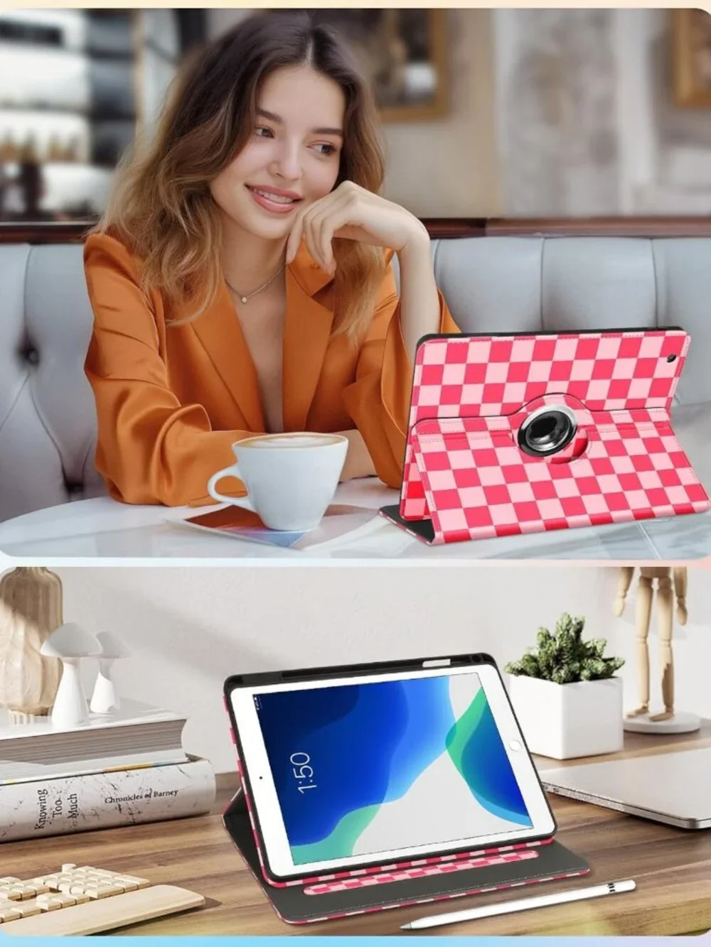 Stylish Pink Plaid Case for iPad 9th/8th/7th Gen - Durable & Lightweight